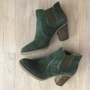 Vintage Suede Stacked Heel Boots